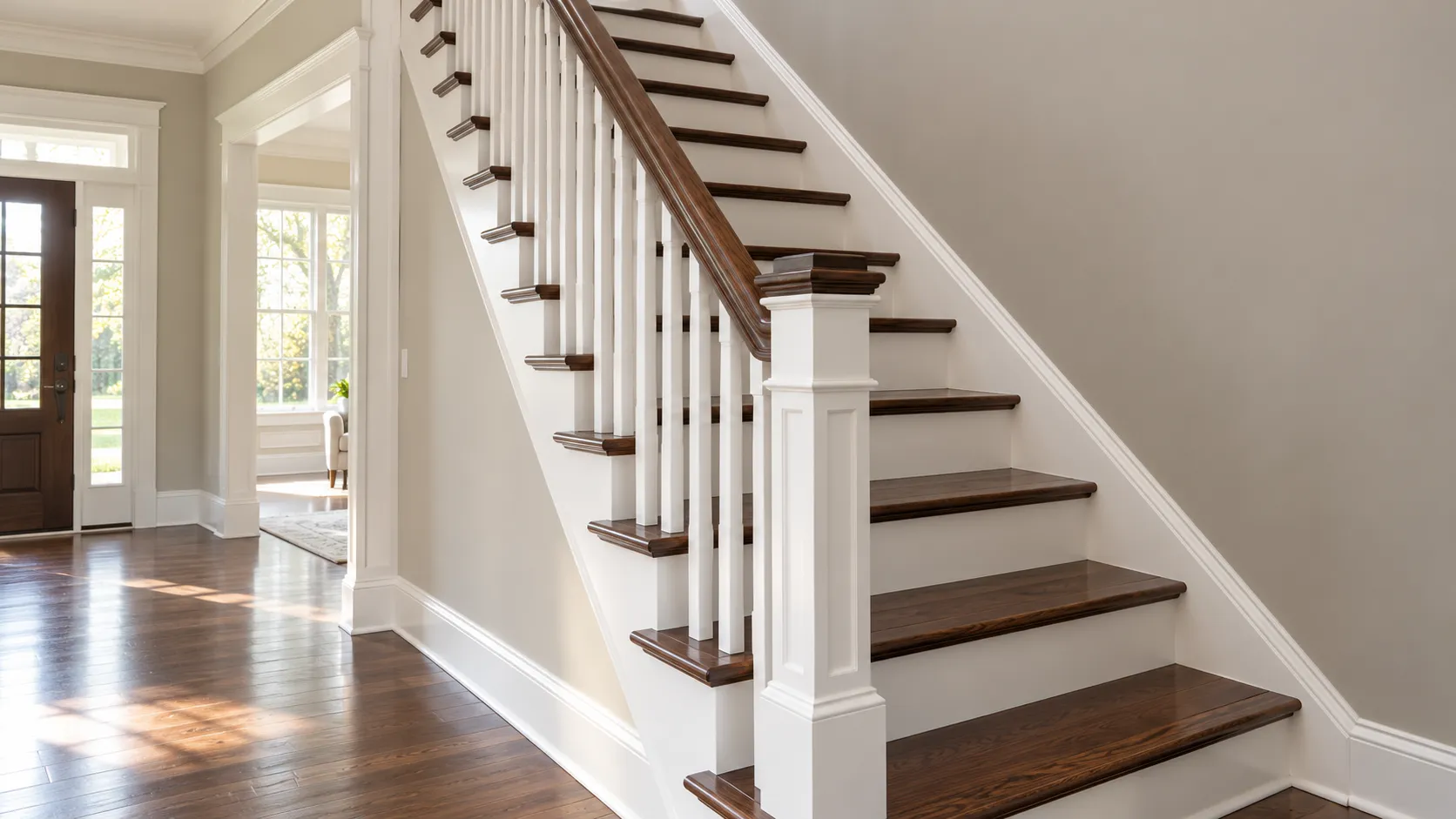 Painting Stairs and Banisters in NJ: Paint or Stain the Treads, Which Enamel, Spindles, Handrails and the Every-Other-Step Method