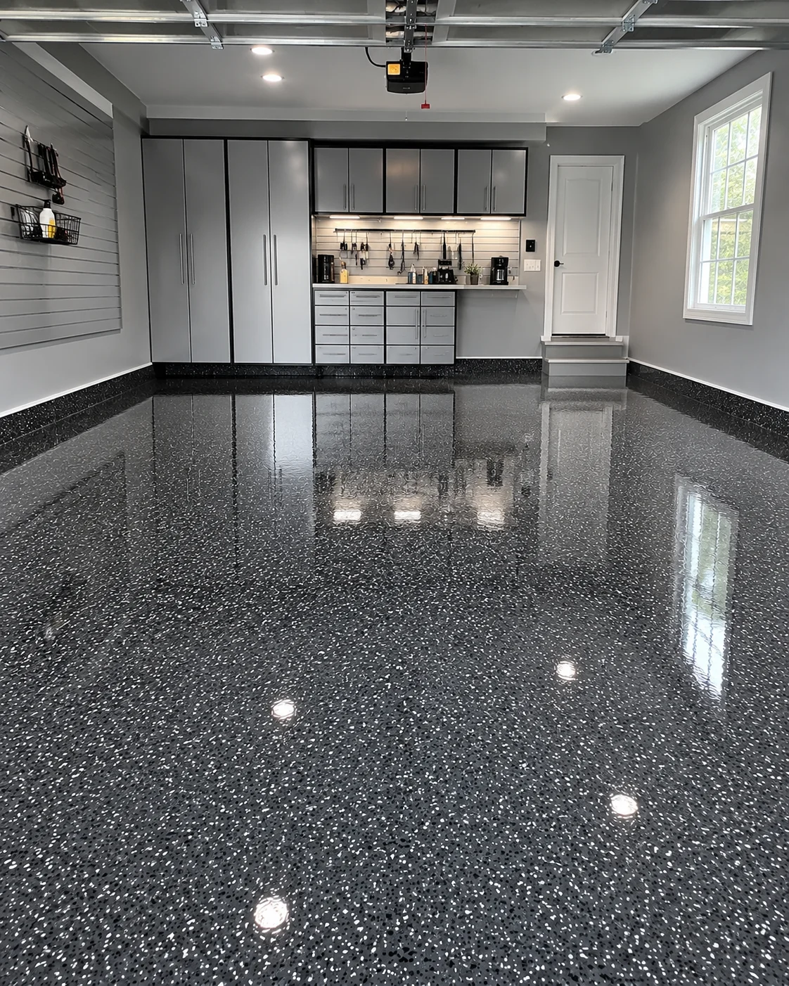 Epoxy floor coating applied in a New Jersey garage