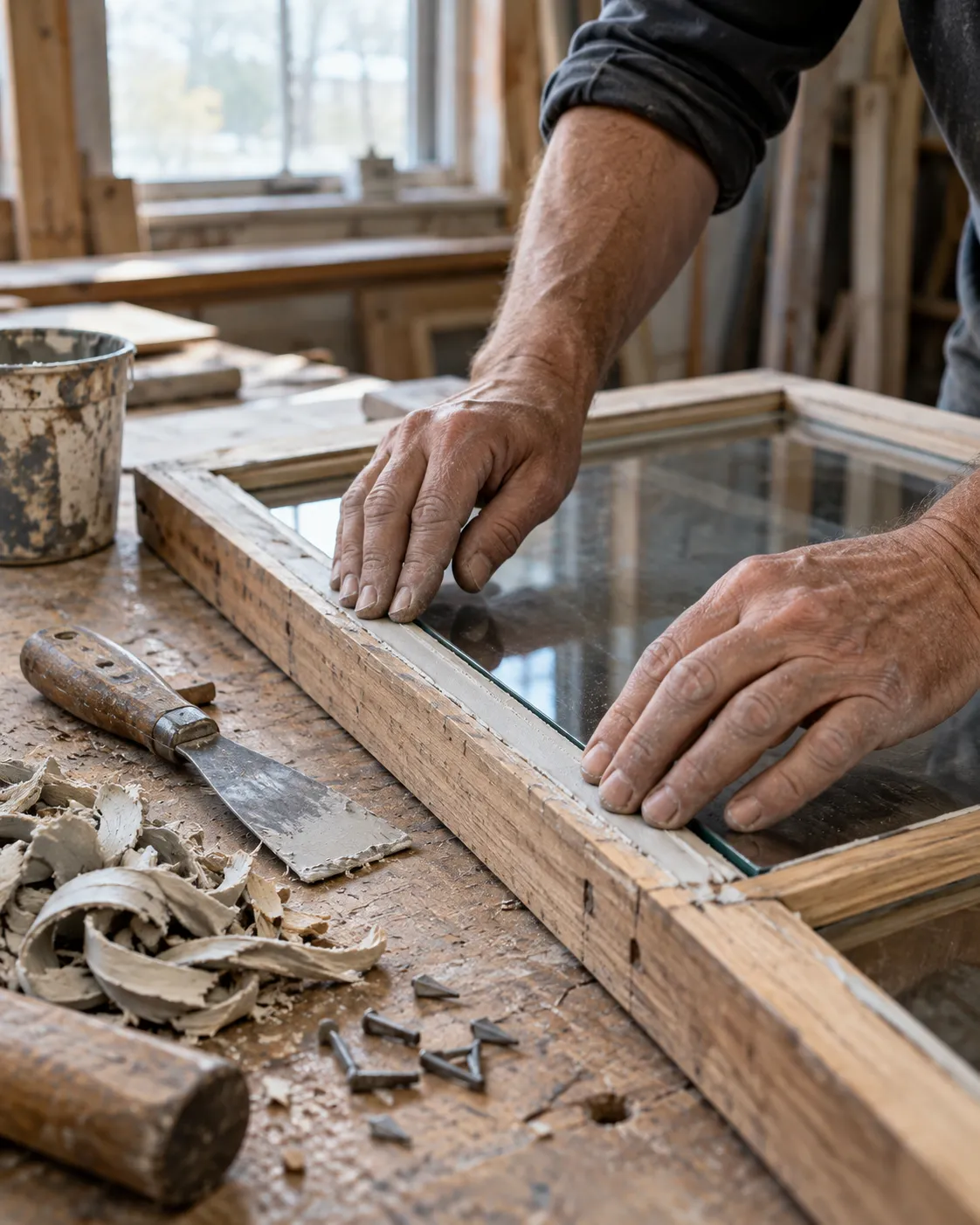 Reglazed wood sash window on an older New Jersey home Reglazed wood sash window on an older New Jersey home